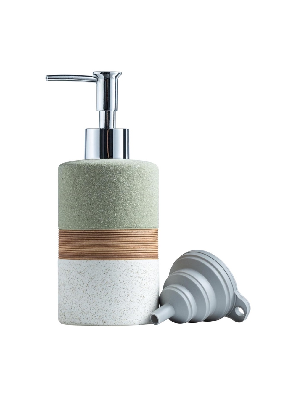 Soap Dispenser with Stainless-Steel Pump  Matte Finish 12 oz. - Green & White
